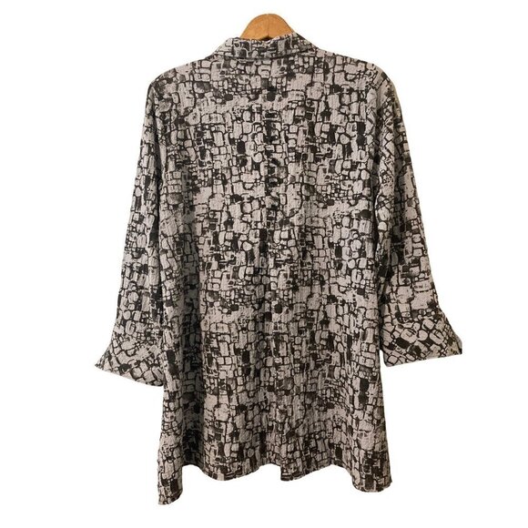 Habitat Women's Textured Fun Button Down High Low Shirt Collar Multi Grey Small - Picture 4 of 14